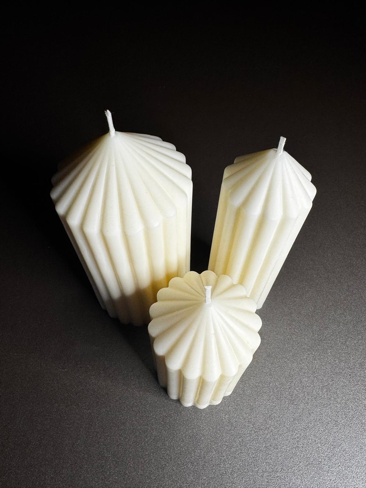 Pointy Stripped Column Candle