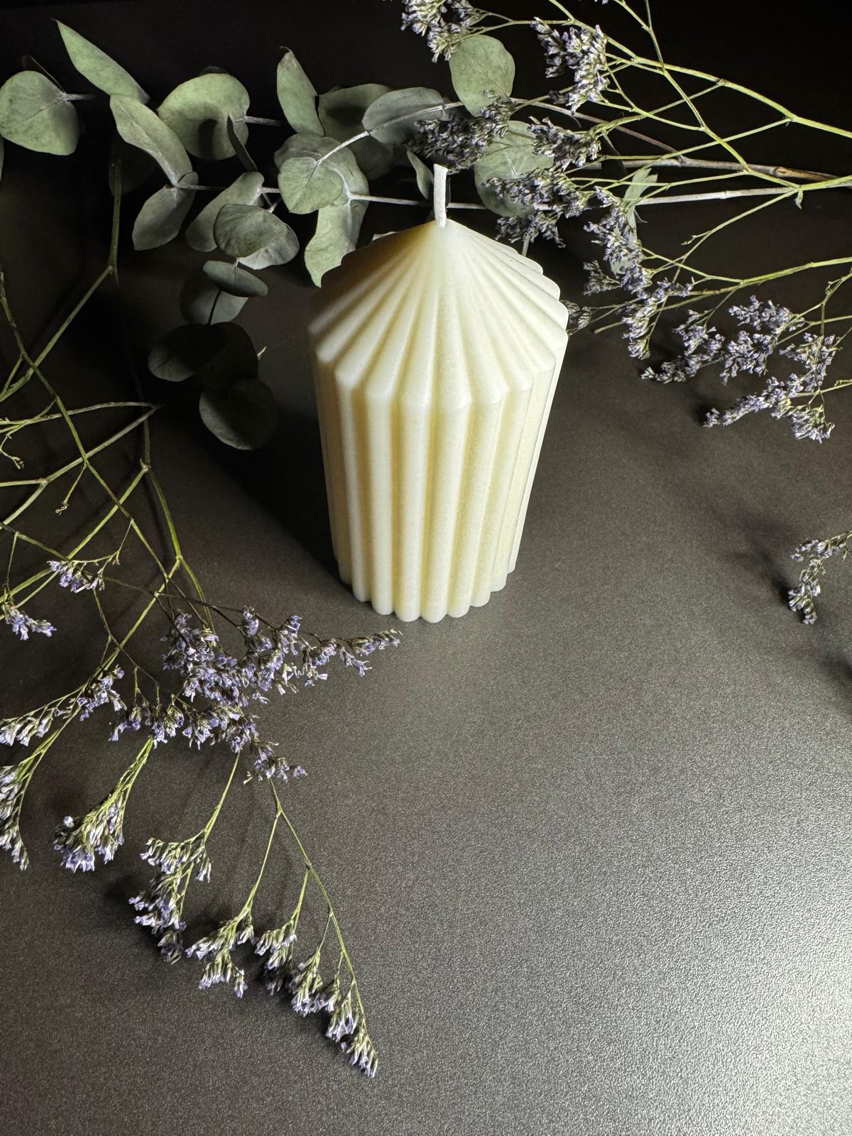 Pointy Striped Column Candle