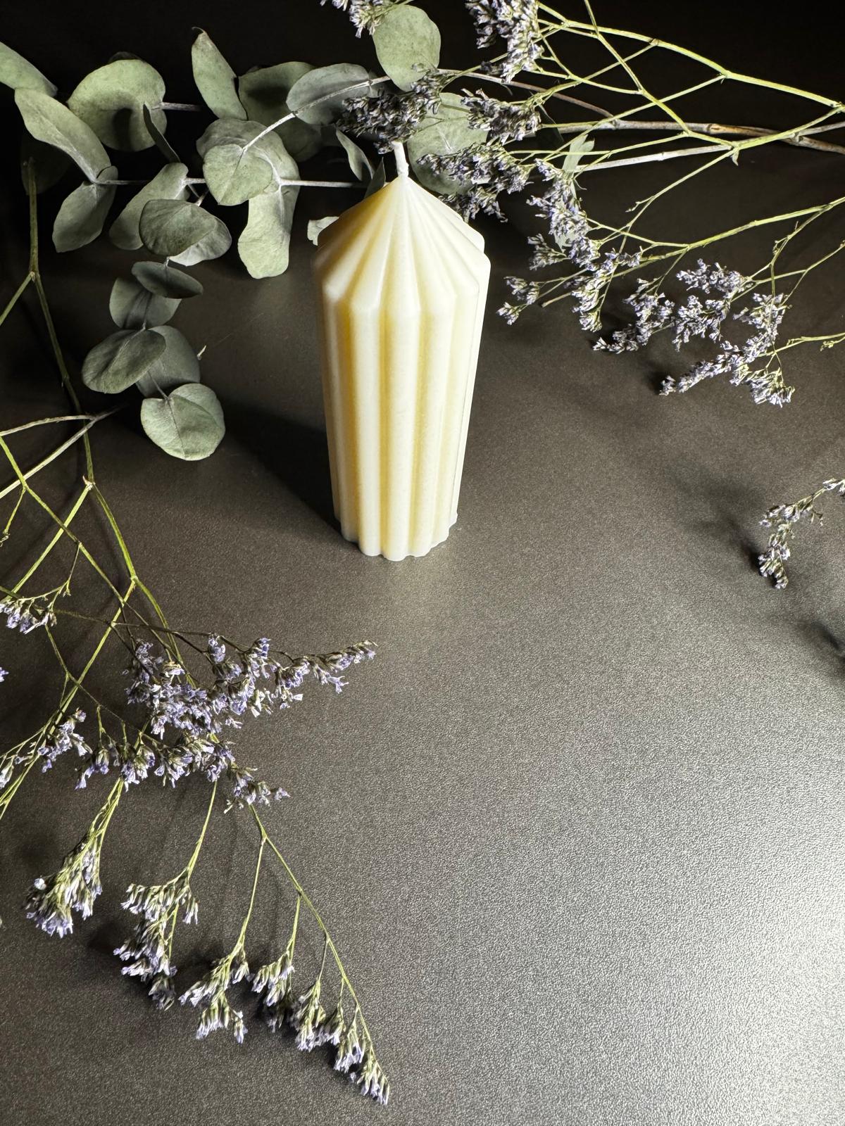 Pointy Stripped Column Candle