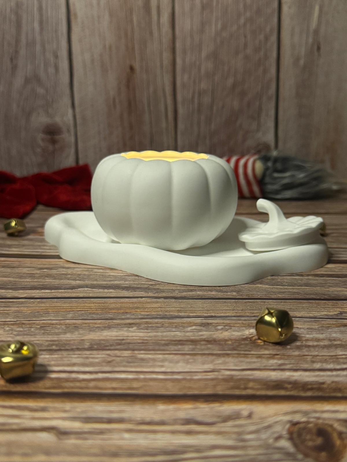 Wavy Tray & Pumpkin Candle Holder