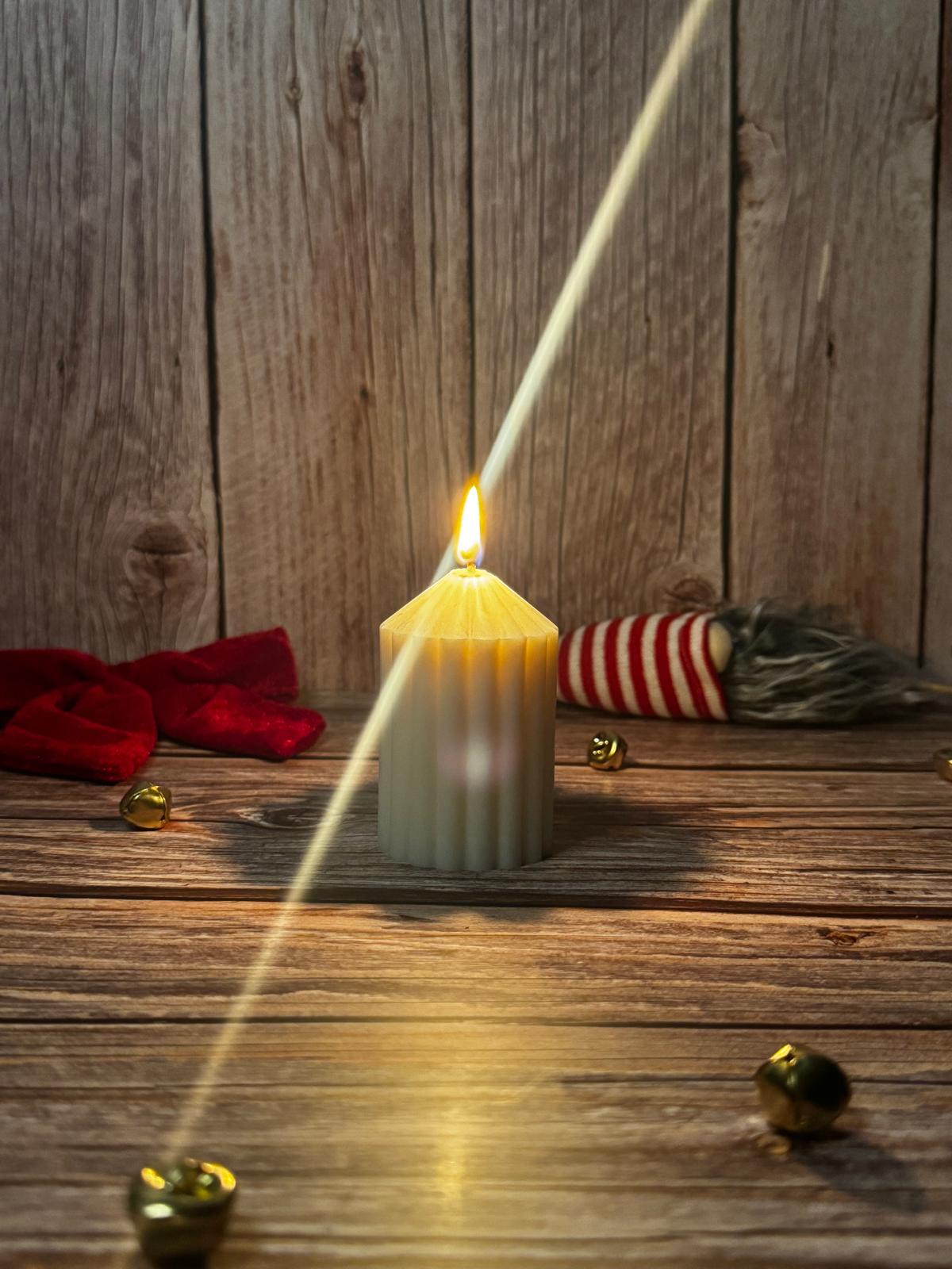 Pointy Striped Column Candle