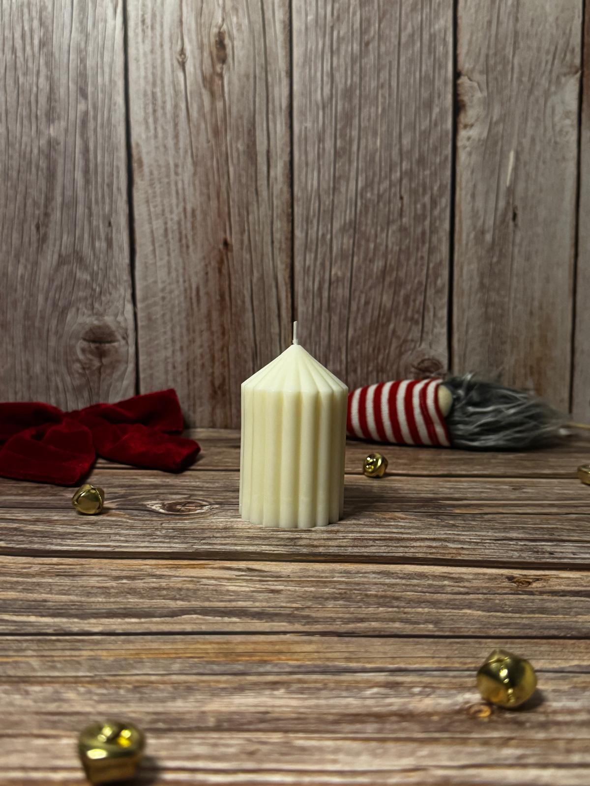 Pointy Striped Column Candle