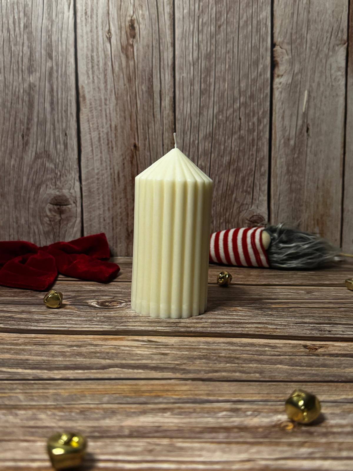 Pointy Striped Column Candle