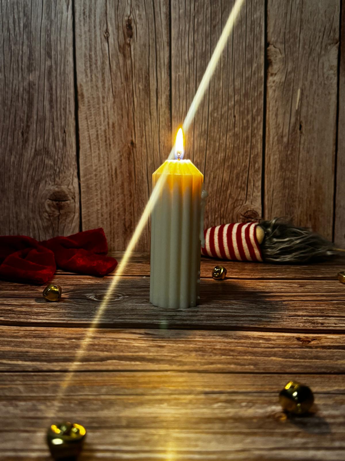 Pointy Striped Column Candle