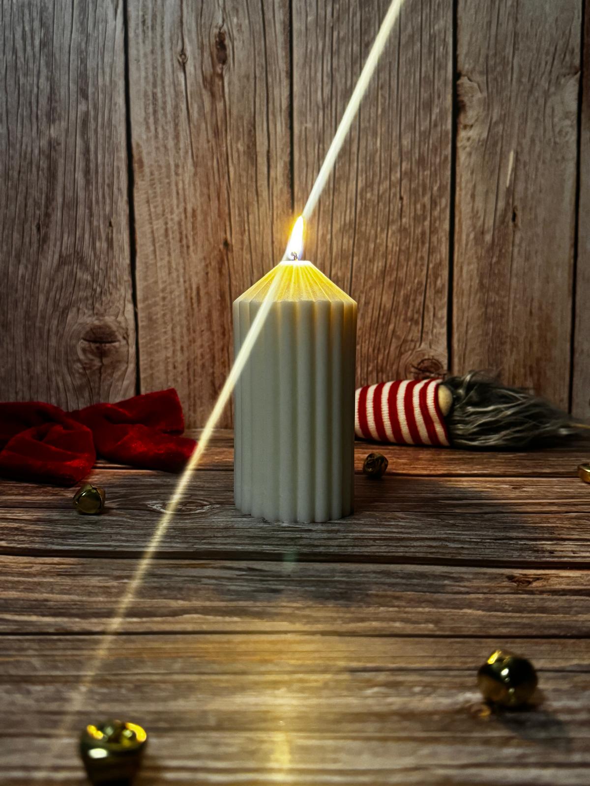 Pointy Striped Column Candle
