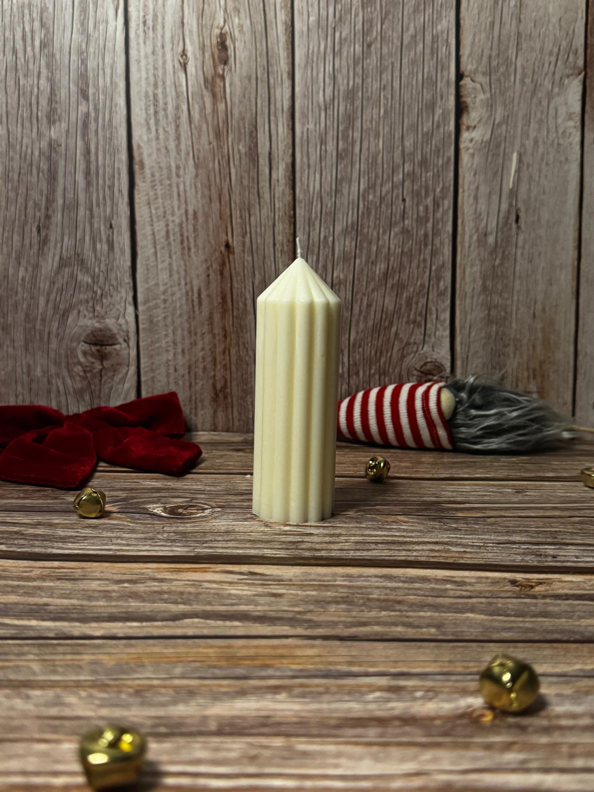 Pointy Striped Column Candle