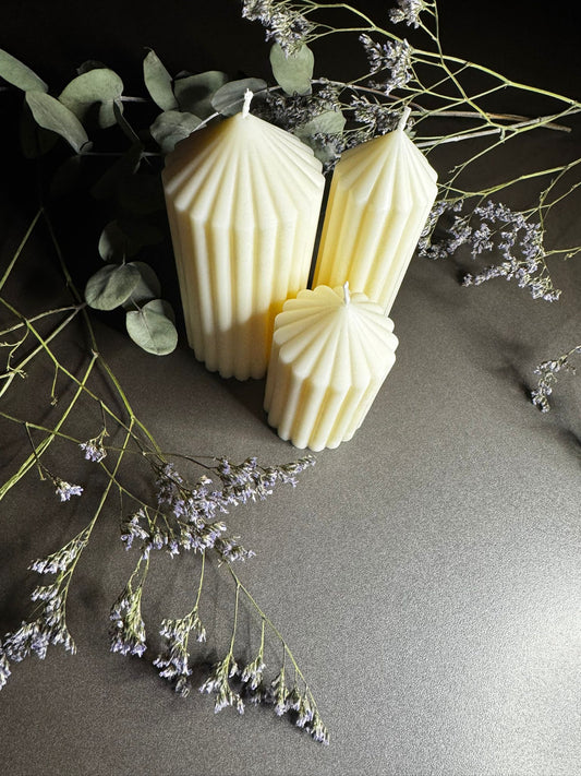 Pointy Stripped Column Candle